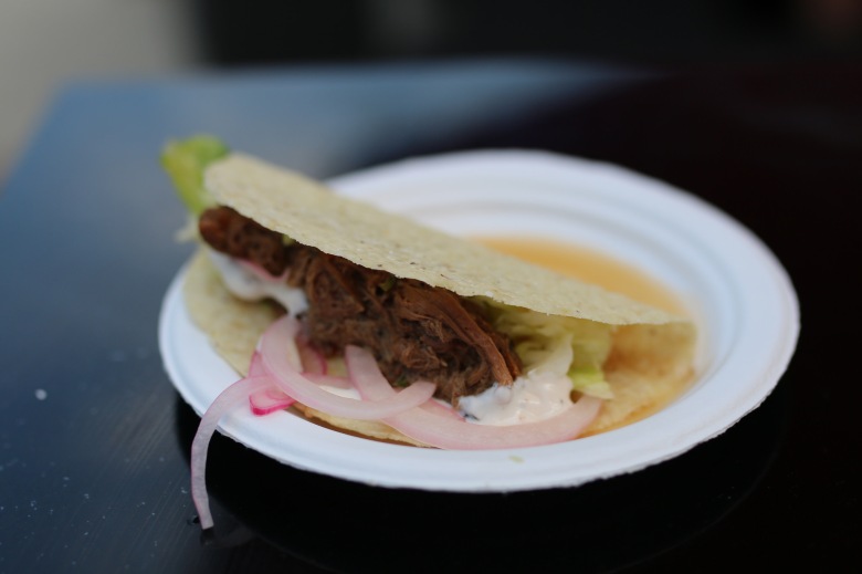 Braised beef tongue taco